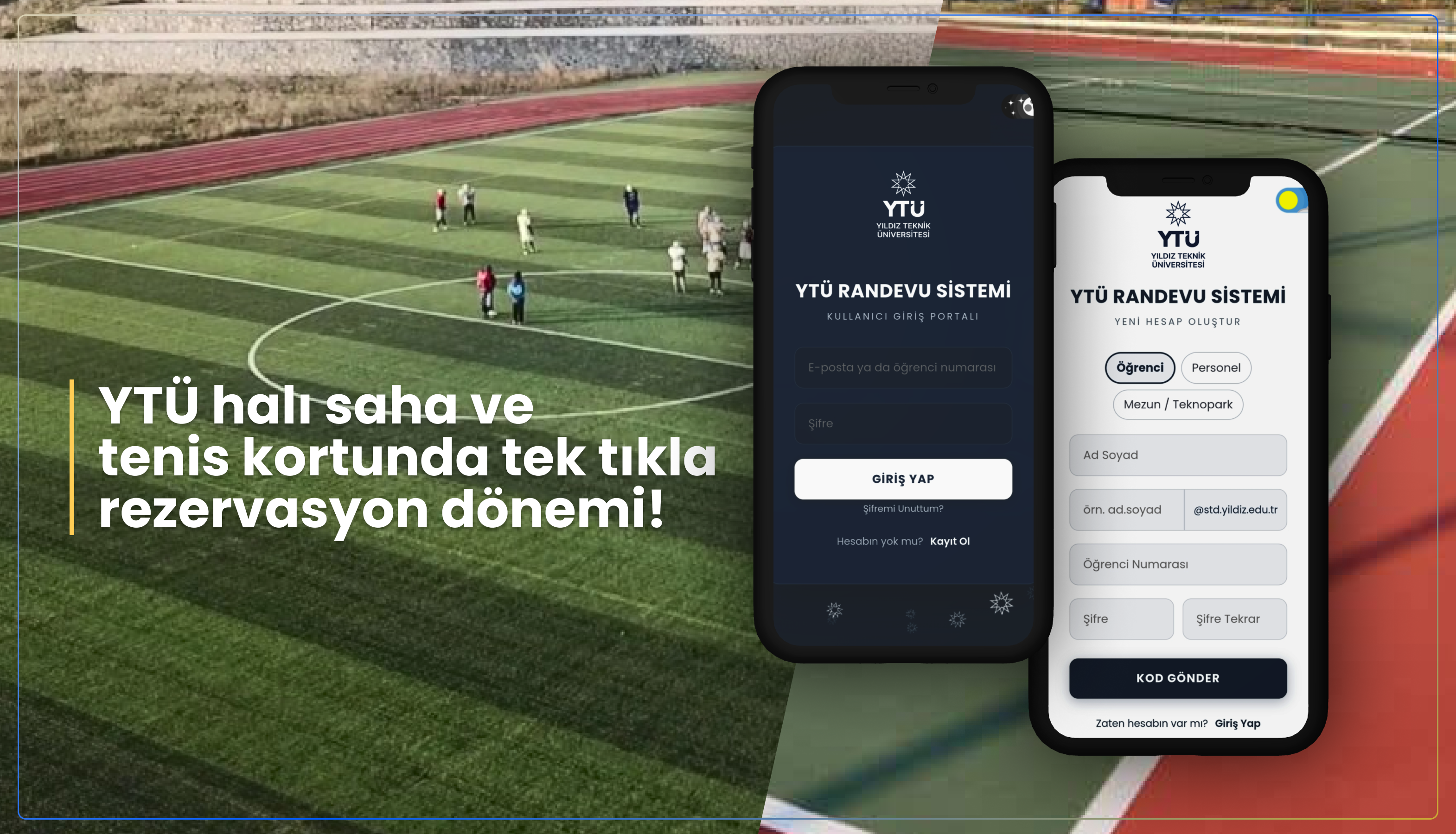 YTÜ hali saha ve tenis korktunda tek tıkla rezervasyon dönemi