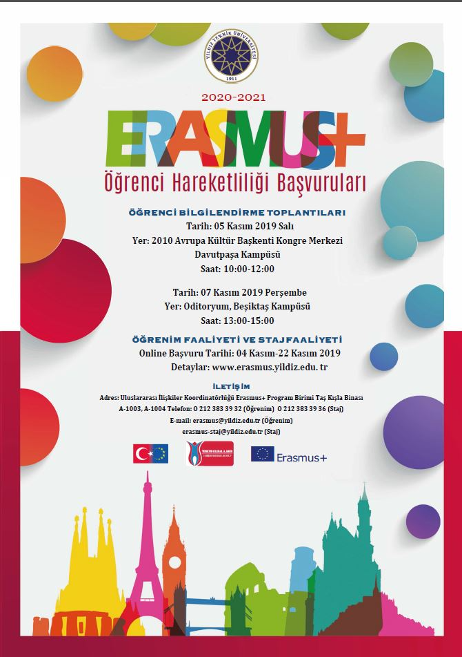 2020-2021 Erasmus+ KA-103 (Avrupa Ülkeleri) Öğrenci Öğrenim ve Staj Hareketliliği Başvuruları