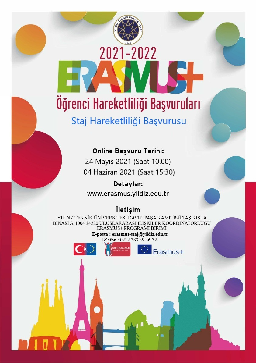 ERASMUS STAJ BAŞVURULARI BAŞLIYOR (Öğrenimi devam eden ve Mezun adayı öğrencileri)